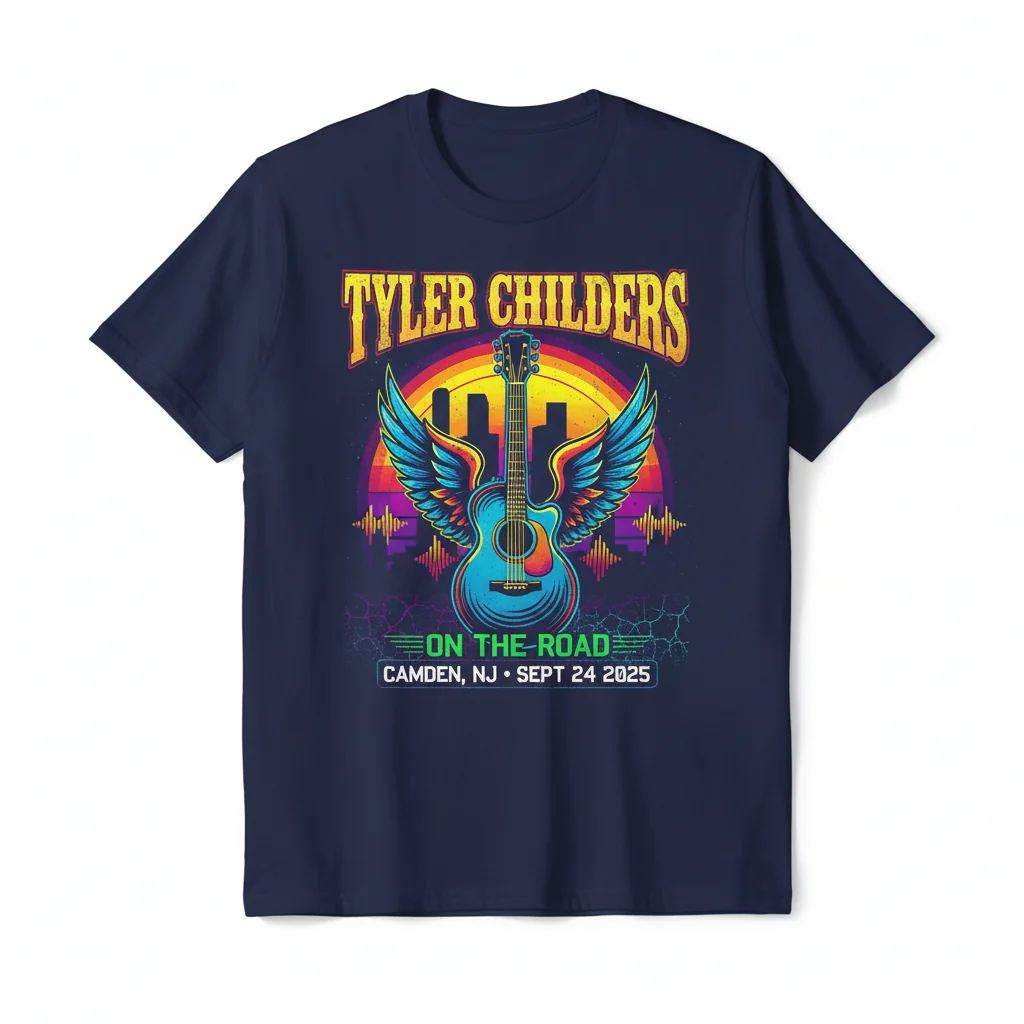 Tyler Childers Camden NJ 'On The Road' Tour 2025 Commemorative Poster T-Shirt
