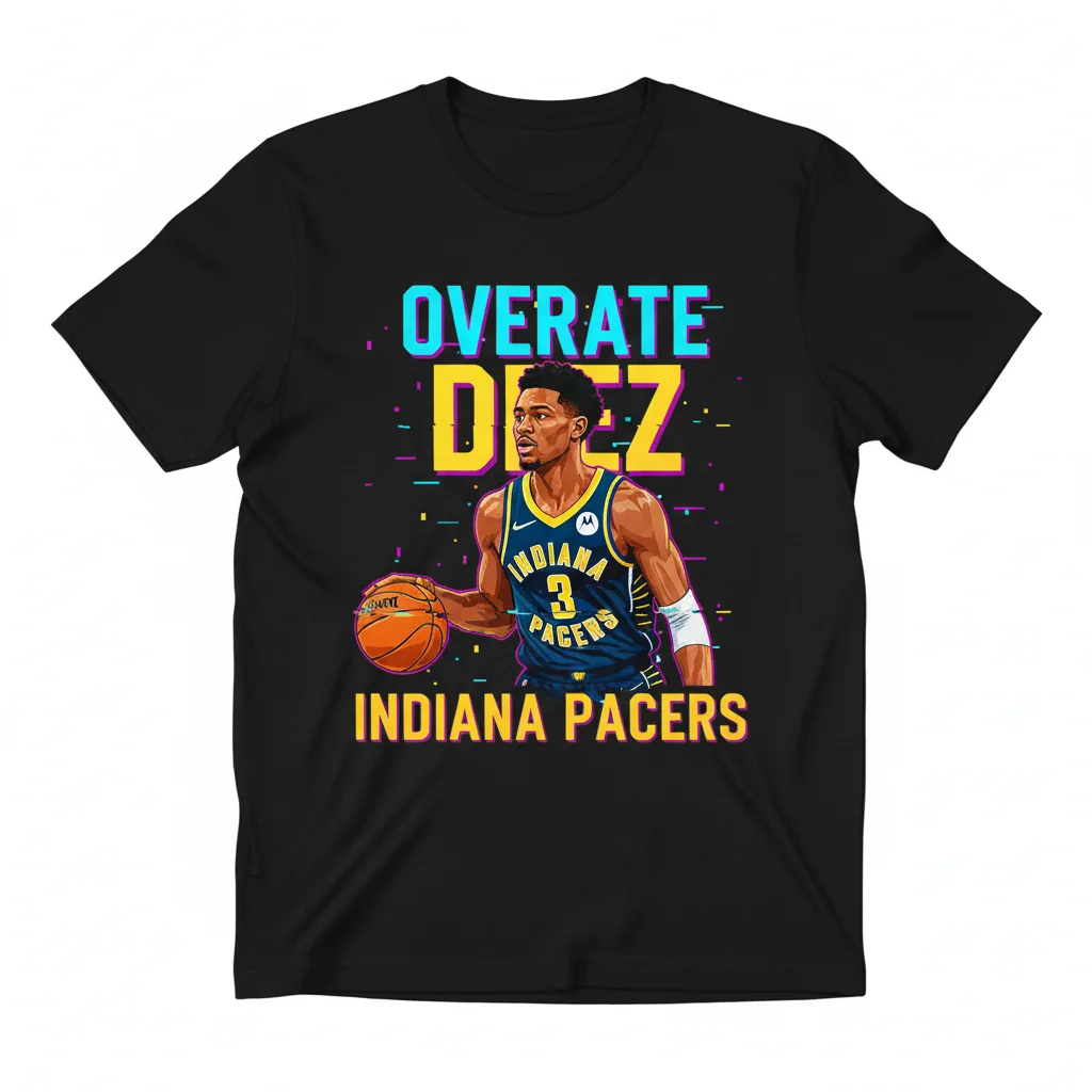 Tyrese Haliburton Indiana Pacers Overrate Deez – Duradero Camiseta Gráfica de Arte