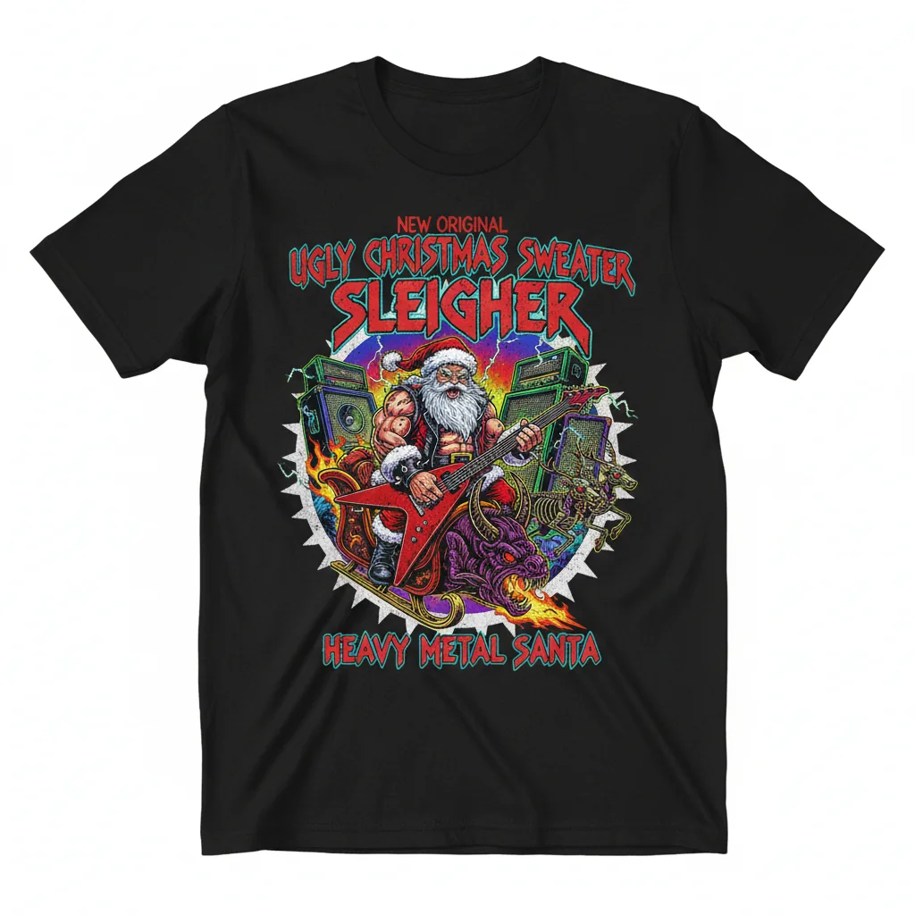 Sleigher Santa Tee - Heavy Metal Christmas Edition