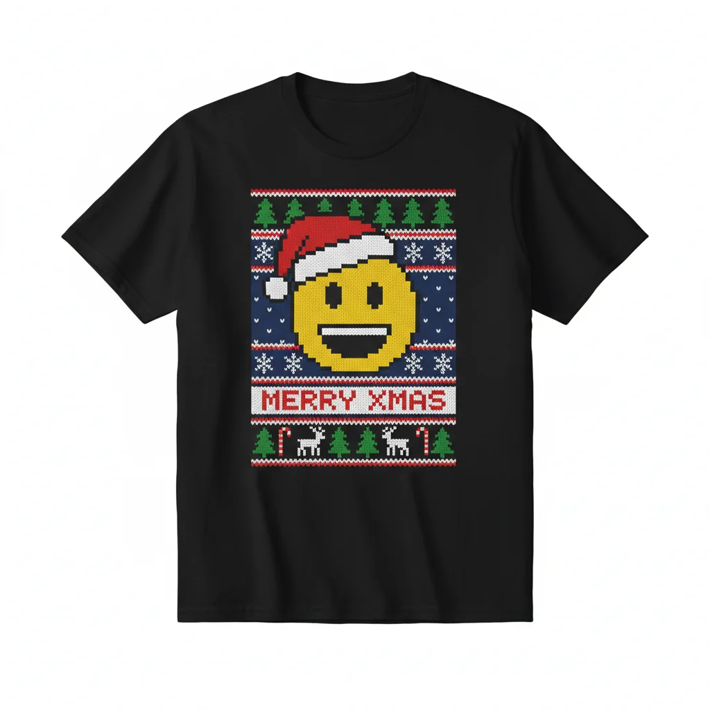 Smiley Face Emoji Christmas Essential Tee