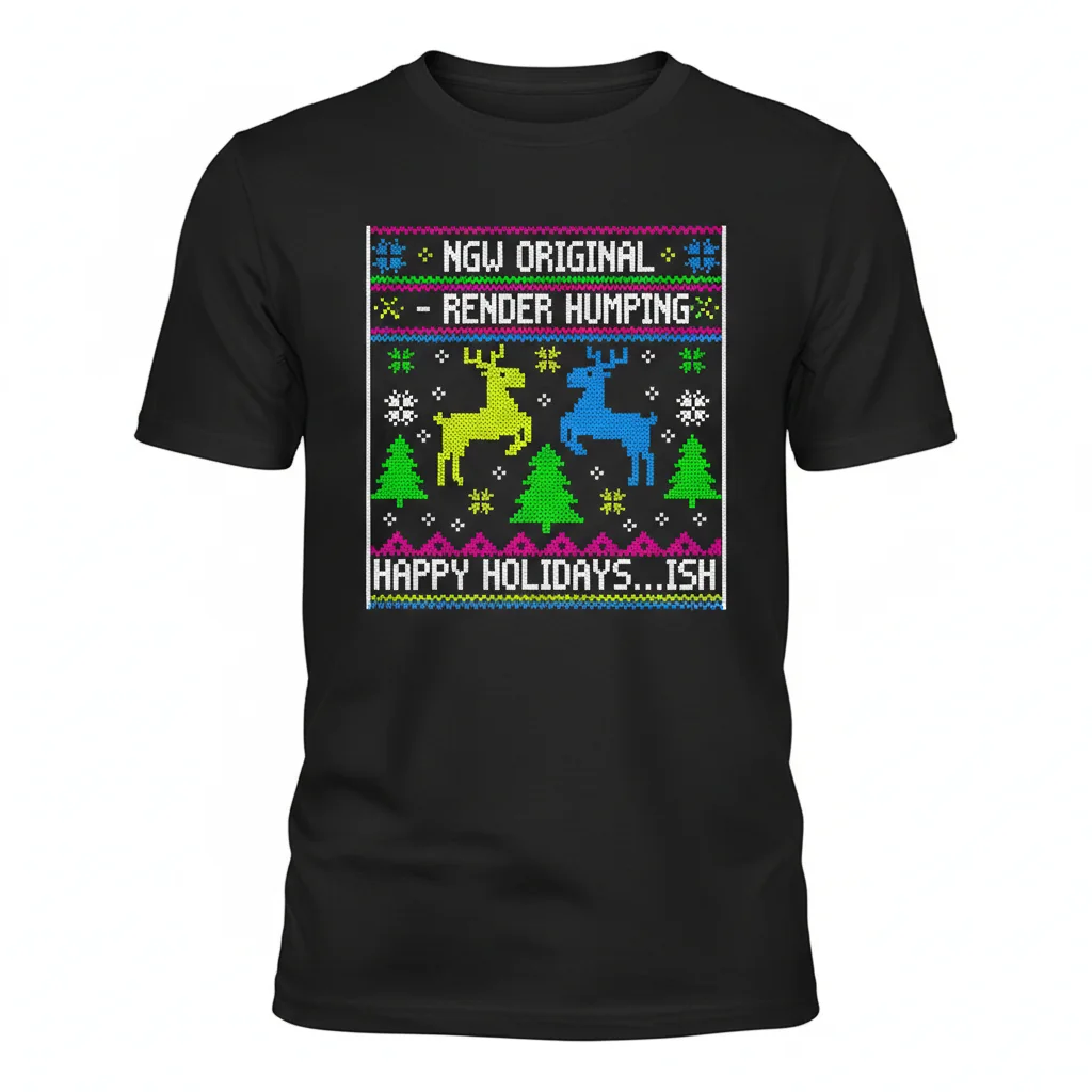 Ugly Christmas Sweater Reindeer Humping Essential T-Shirt - Funny Holiday Apparel