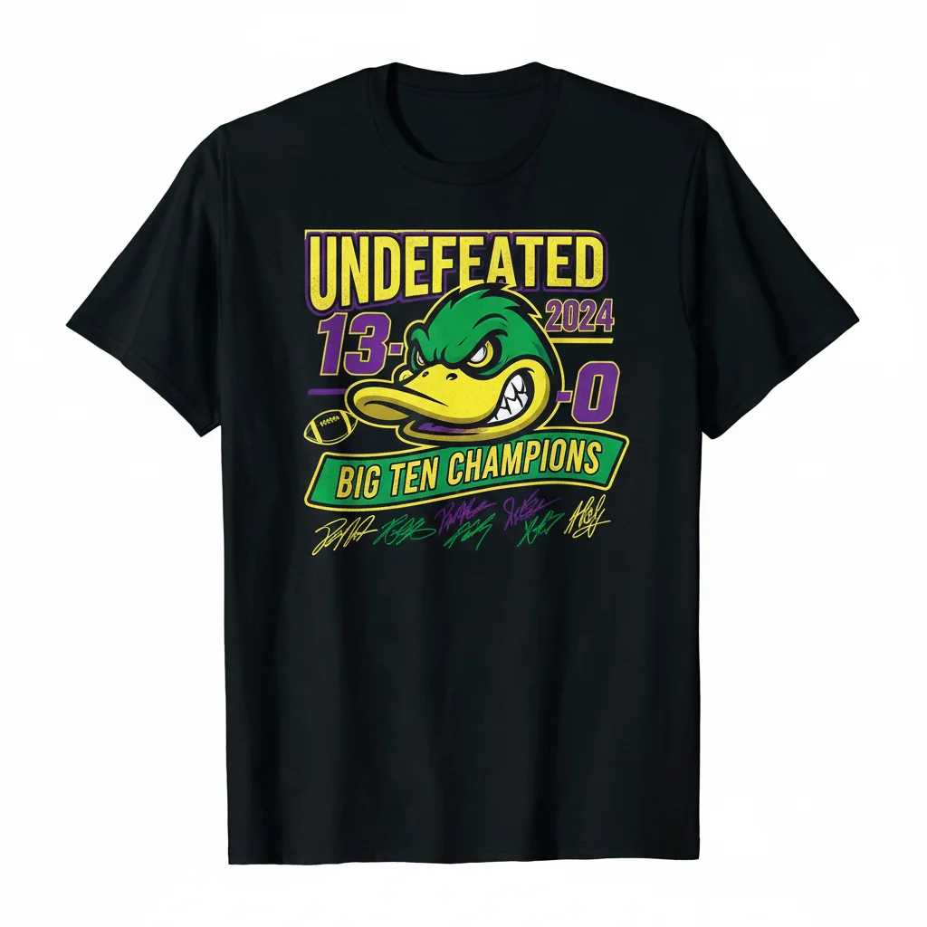 Undefeated Oregon Ducks 2024 Big Ten Champions Signature Tee