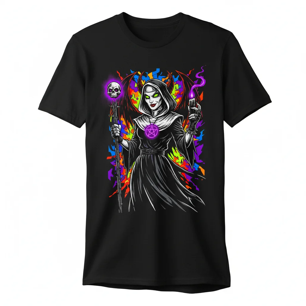 Unholy Nun Graphic T-Shirt | Premium Ring-Spun Cotton Tee | Unisex & Retail Fit