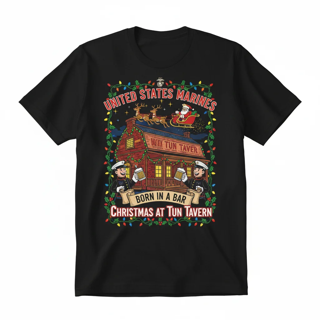 Espíritu Marino: Camiseta 'Nacidos en un Bar' Tun Tavern Christmas