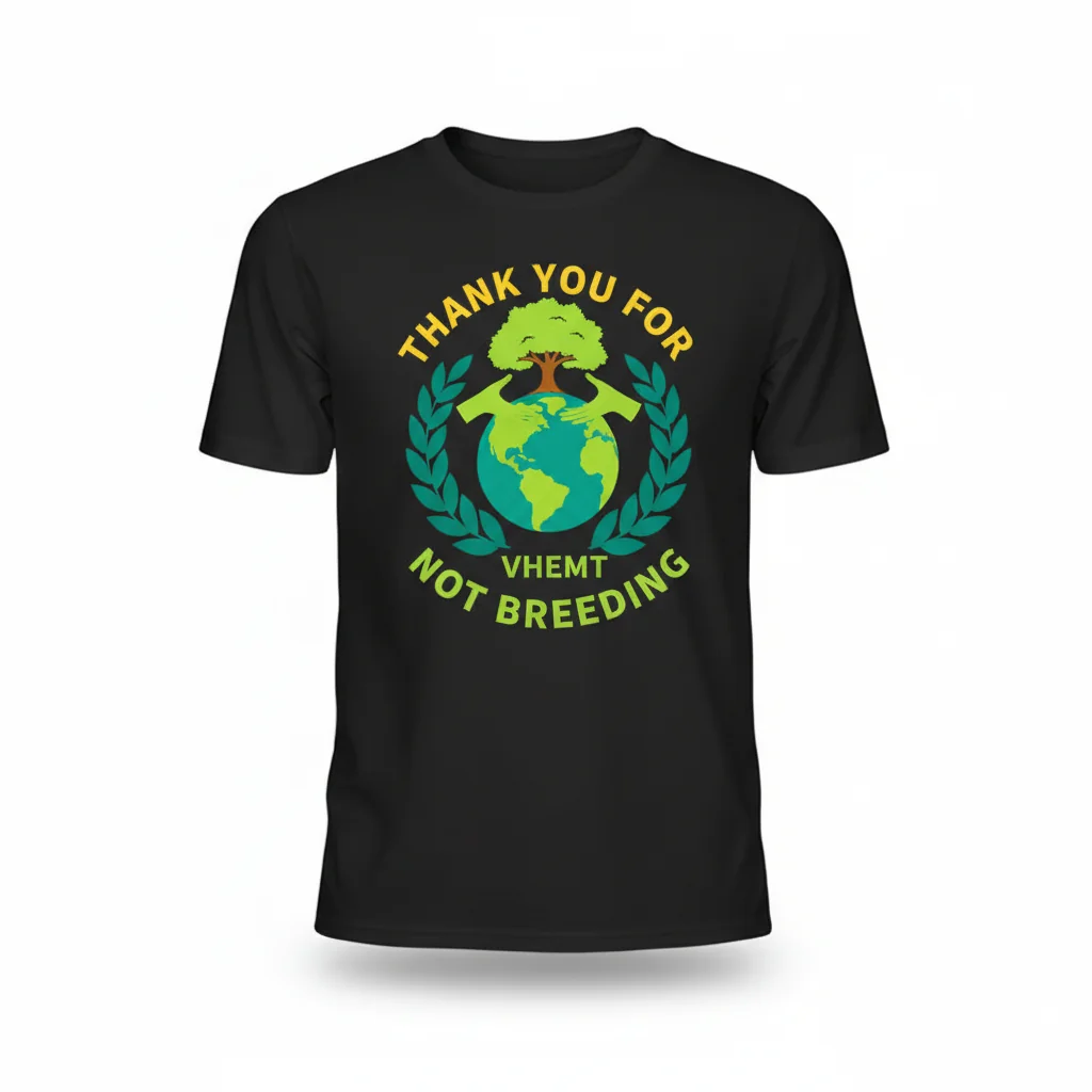 VHEMT "Thank You for Not Breeding" Essential T-Shirt - 100% Cotton, Retail Fit