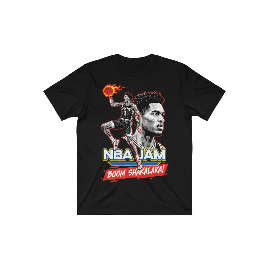 Victor Wembanyama 'Boom Shakalaka' Art Tee | Vintage NBA Jam Inspired Shirt