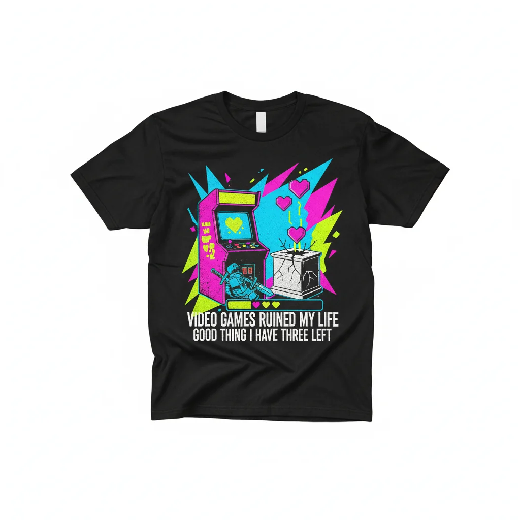Video Games Ruined My Life Good Thing I Have Three Left T-Shirt – Funny Gaming Tee