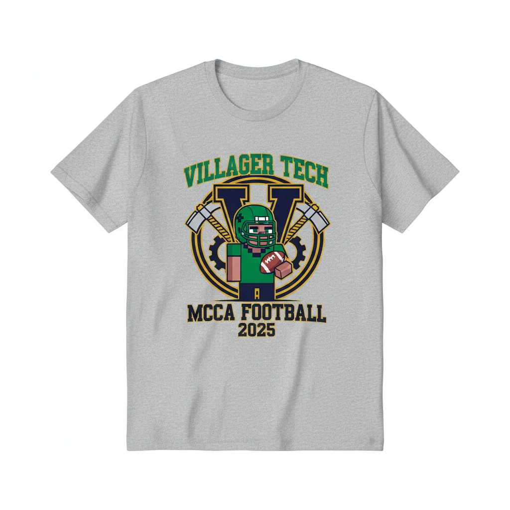 Villager Tech MCAA Tee – Pixelated Gridiron Style