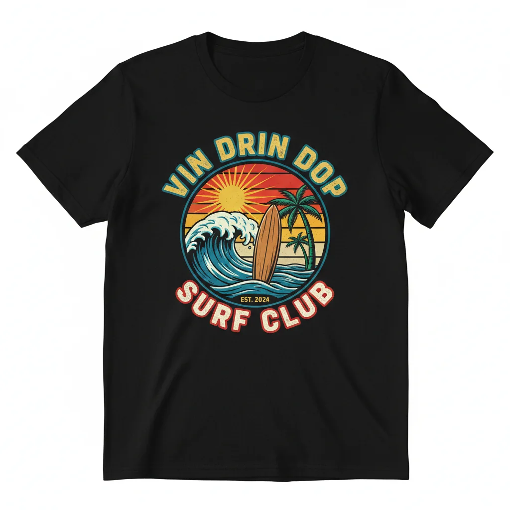 Vin Drin Dop Surf Club Essential T-Shirt - Premium Ring-Spun Cotton Tee