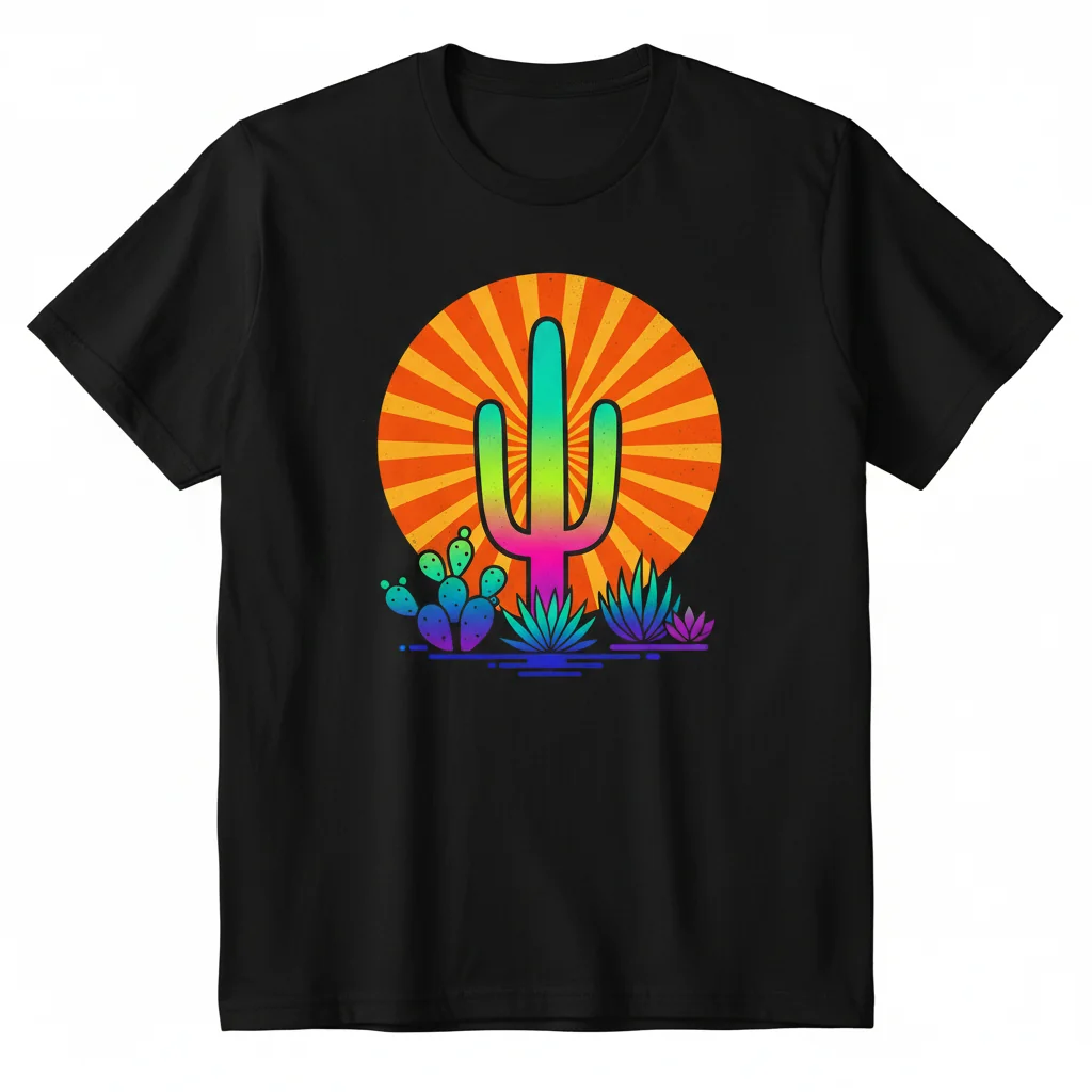 Vintage Cactus Botanical Tee: Embrace Desert Serenity
