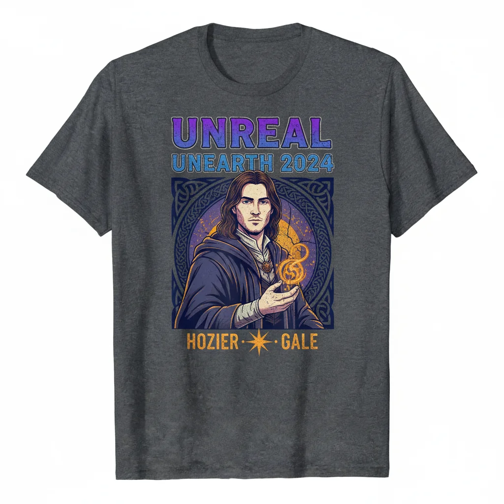 Hozier x Gale Baldur's Gate 3 Vintage T-Shirt | Unreal Unearth Tour 2024 Merch 1 Hozier x Gale Baldur's Gate 3 Vintage T-Shirt | Unreal Unearth Tour 2024 Merch