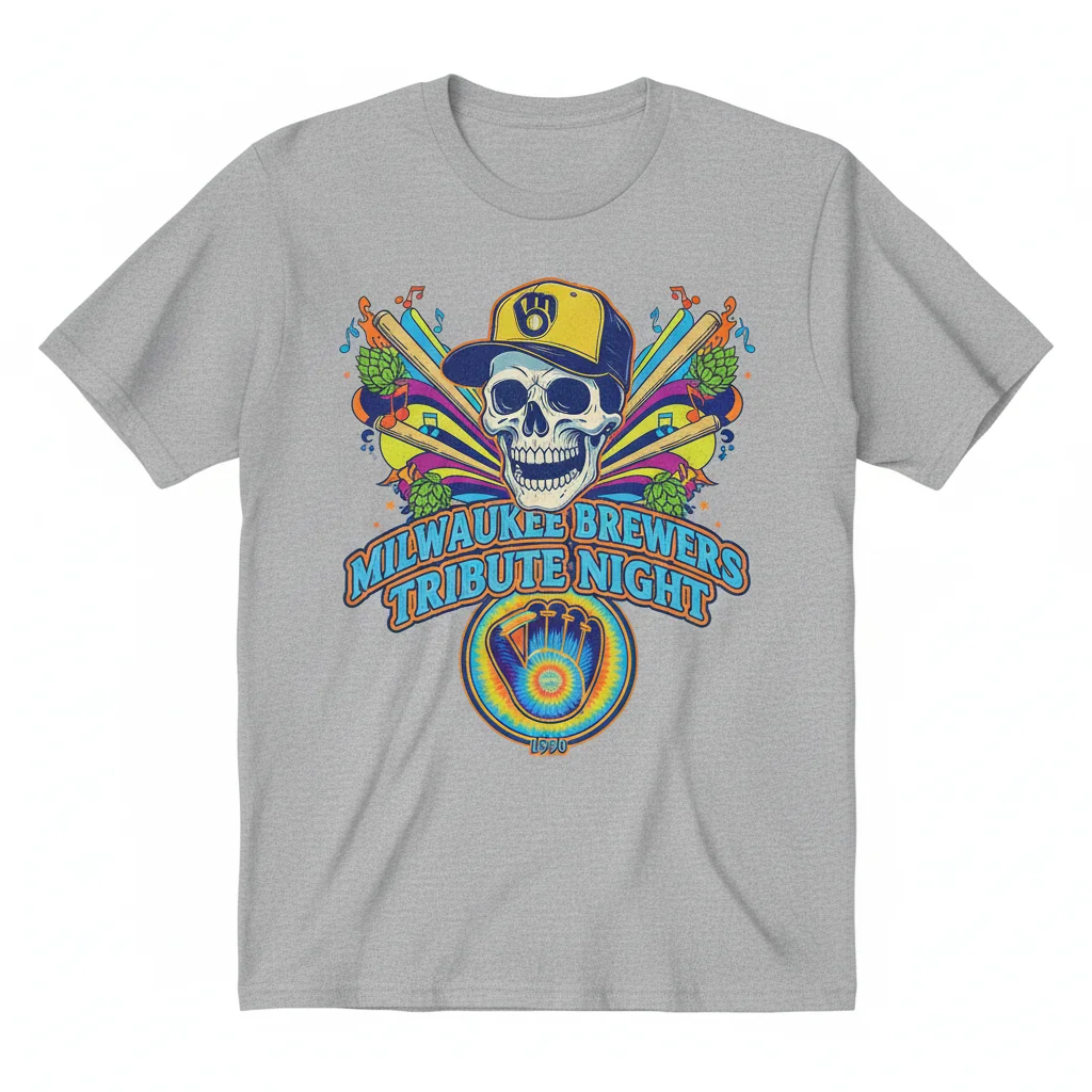 Vintage Milwaukee Brewers Grateful Dead Tribute Night T-Shirt