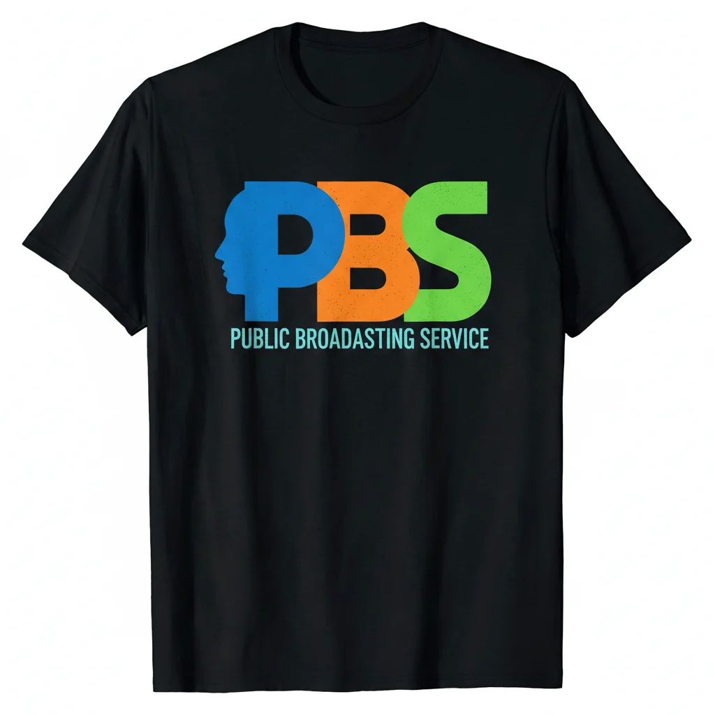 Vintage PBS Logo Men's Heavyweight T-Shirt - Black, Size S