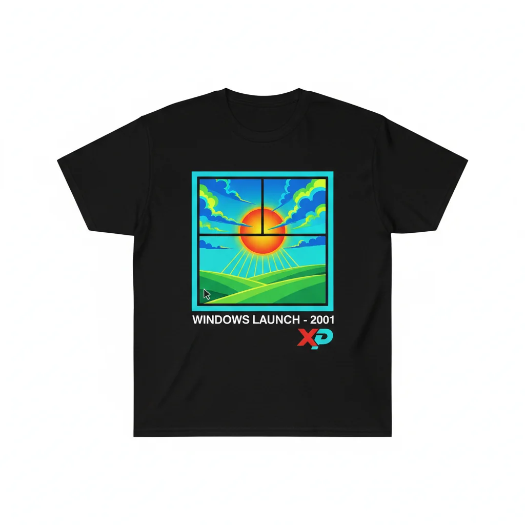 Vintage Windows XP Launch T-Shirt | Durable, Pre-Shrunk Nostalgia