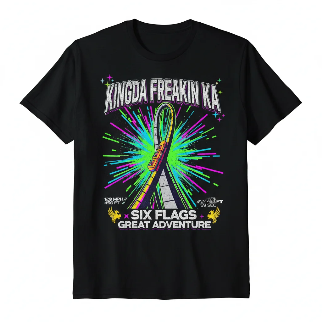 Vintage Y2K Six Flags Kingda Ka T-Shirt | Retro Roller Coaster Graphic Tee