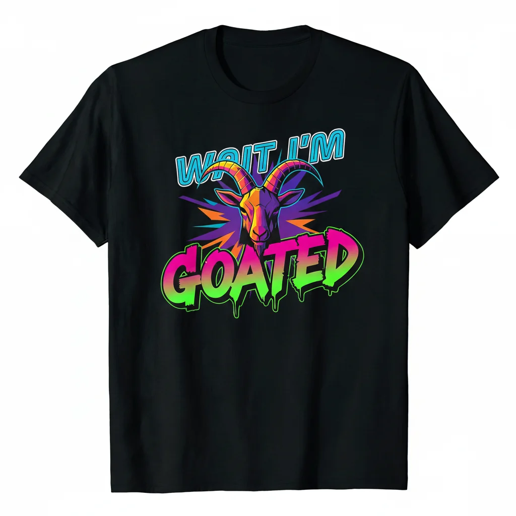 Wait I'm Goated Funny Text T-Shirt – Unisex Graphic Tee