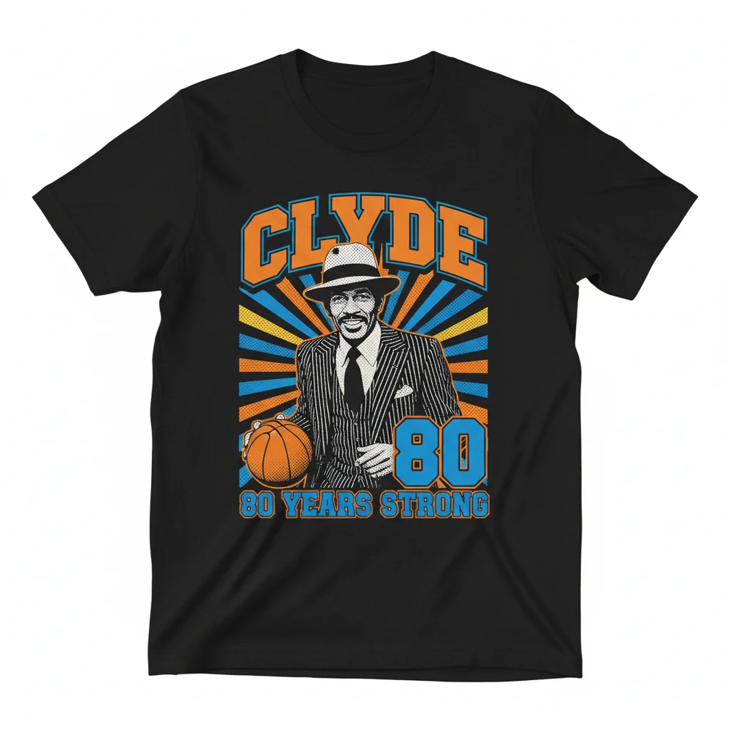 Walt Frazier 80 Years of Clyde Tribute T-Shirt - Premium Cotton Tee