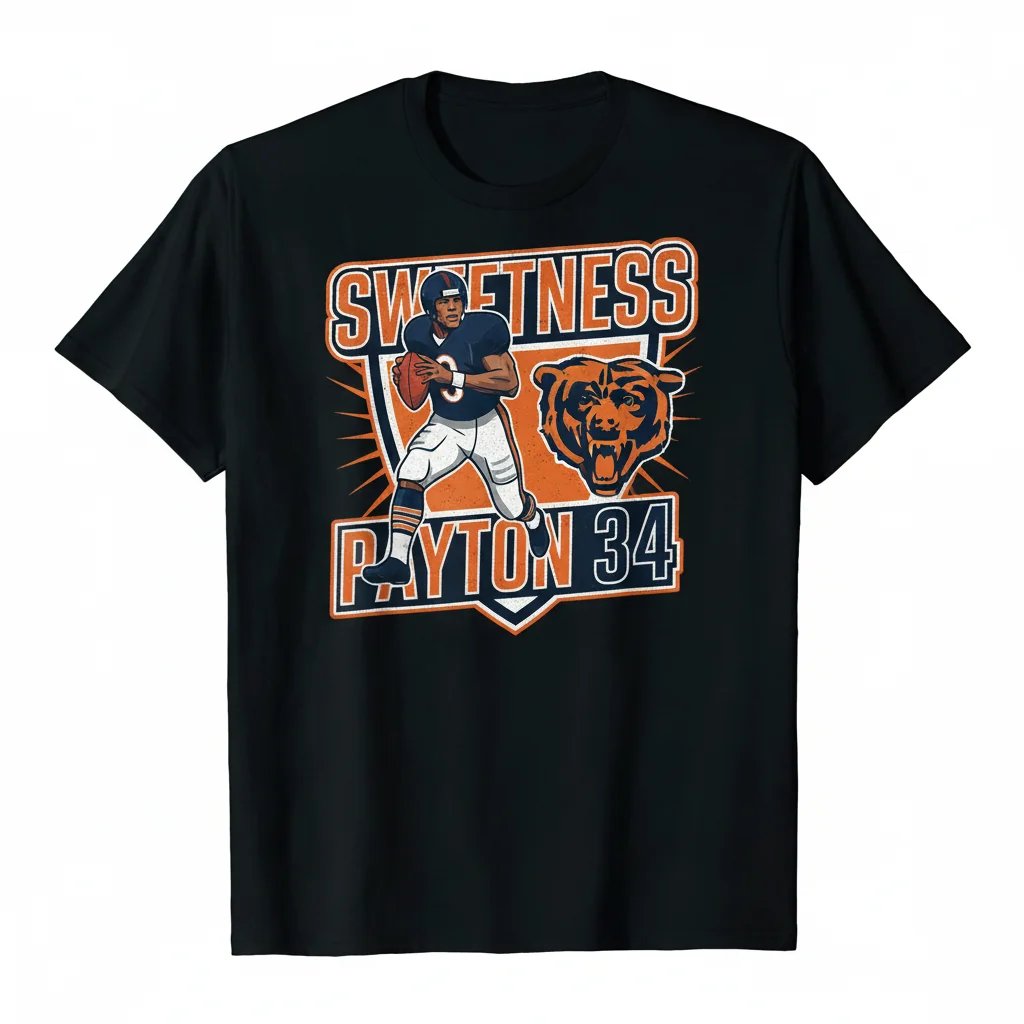 Walter Payton Chicago Bears Football Signature T-Shirt