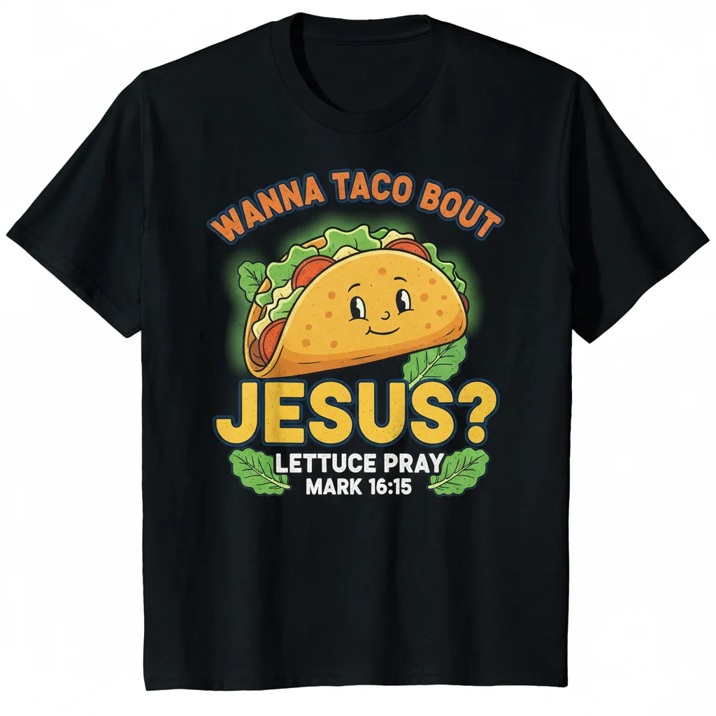 Taco Bout Jesus Lettuce Pray Shirt | Funny Christian Faith T-Shirt