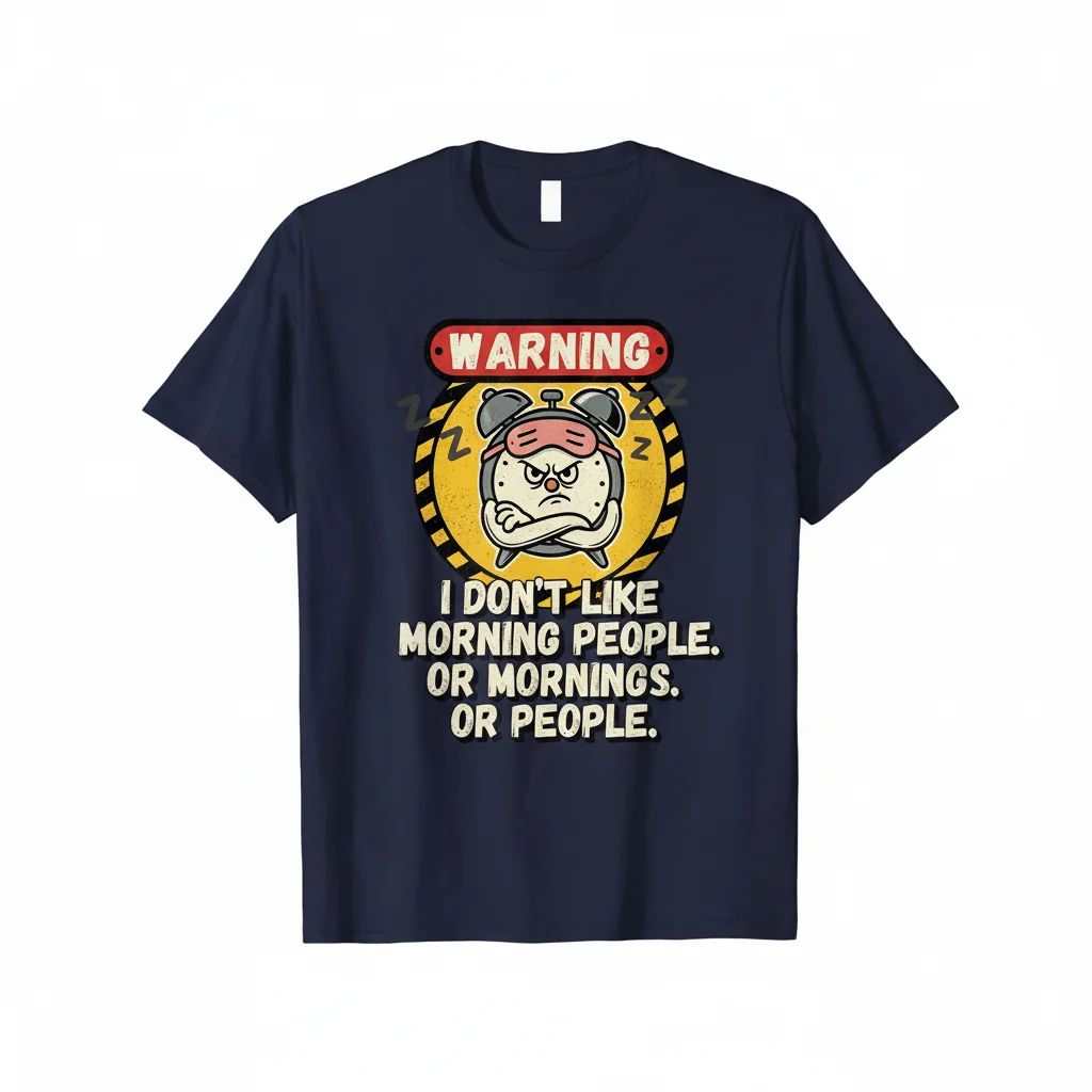 Essential "Warning I Don't Like Morning People" Anti-Social Tee – Durable, Comfortable & Fade-Resistant