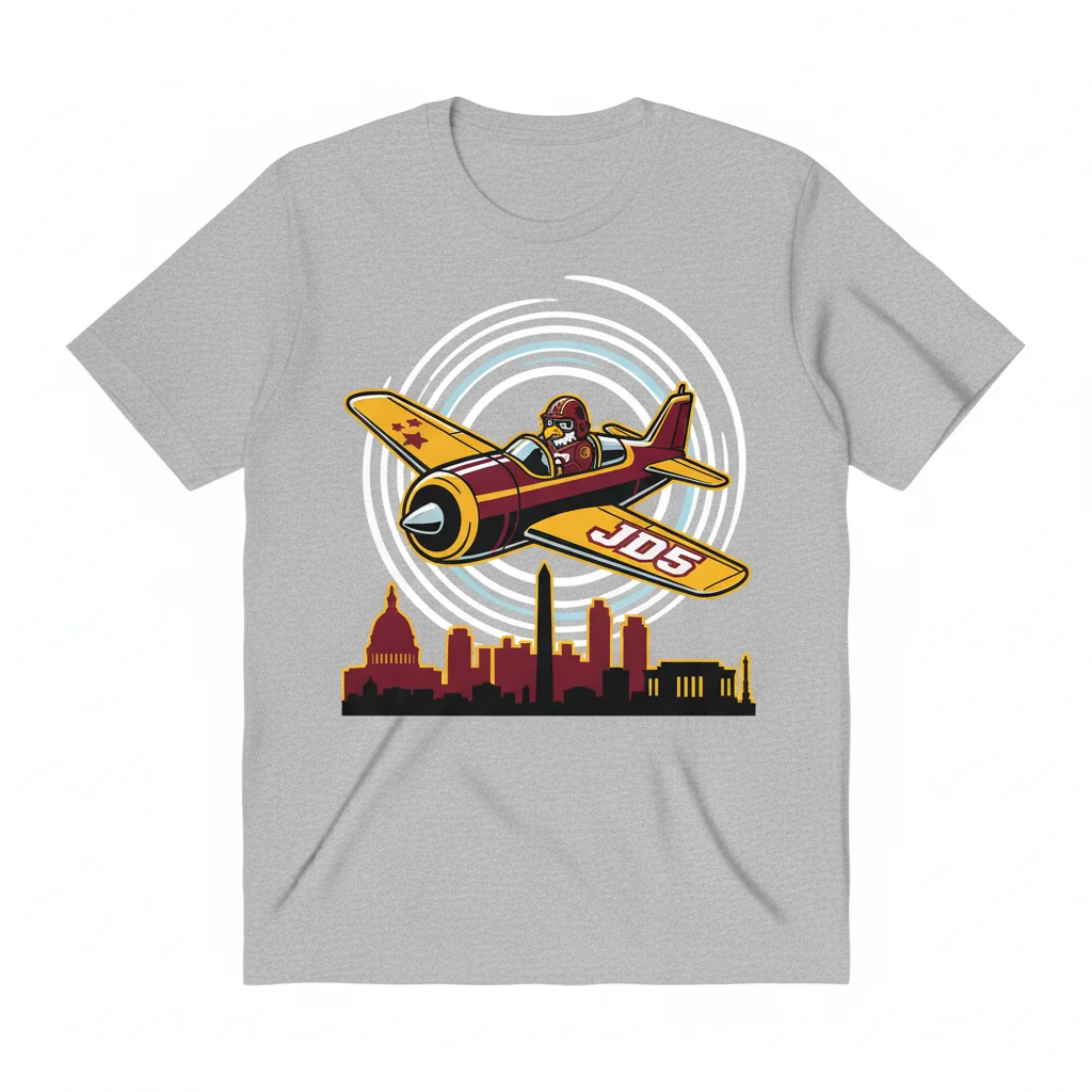 Washington Commanders JD5 Plane City Skyline Mascot T-Shirt