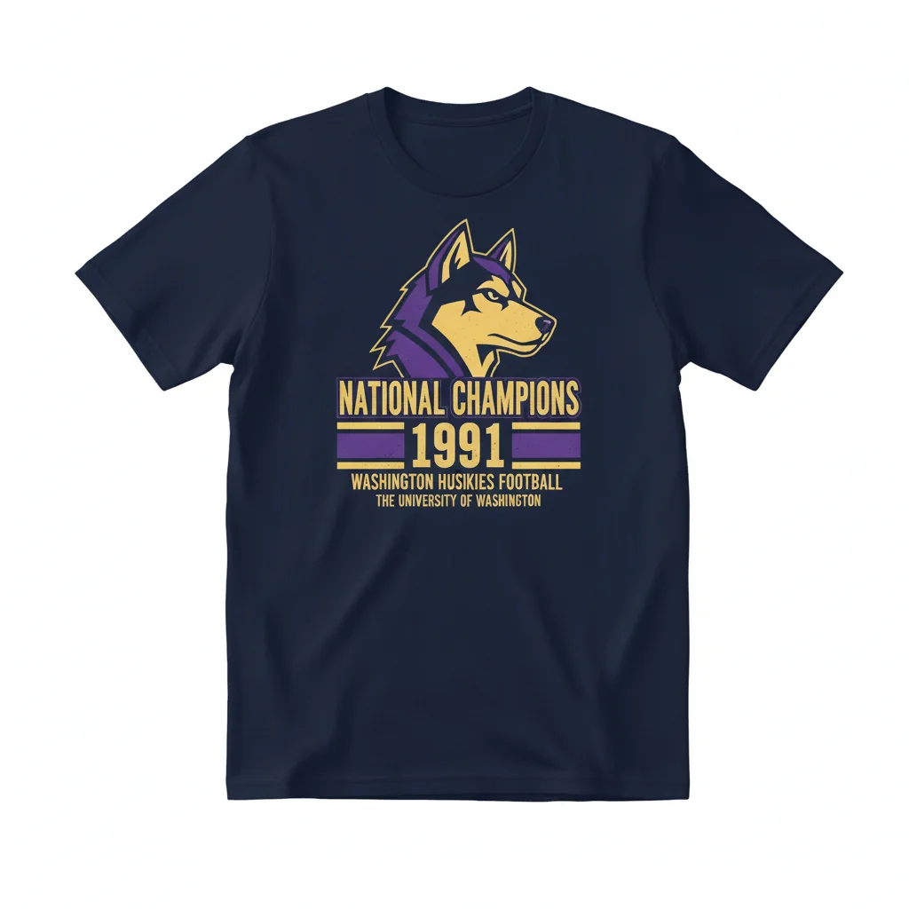 Washington Huskies 1991 National Champions Football T-Shirt - University of Washington Fan Apparel