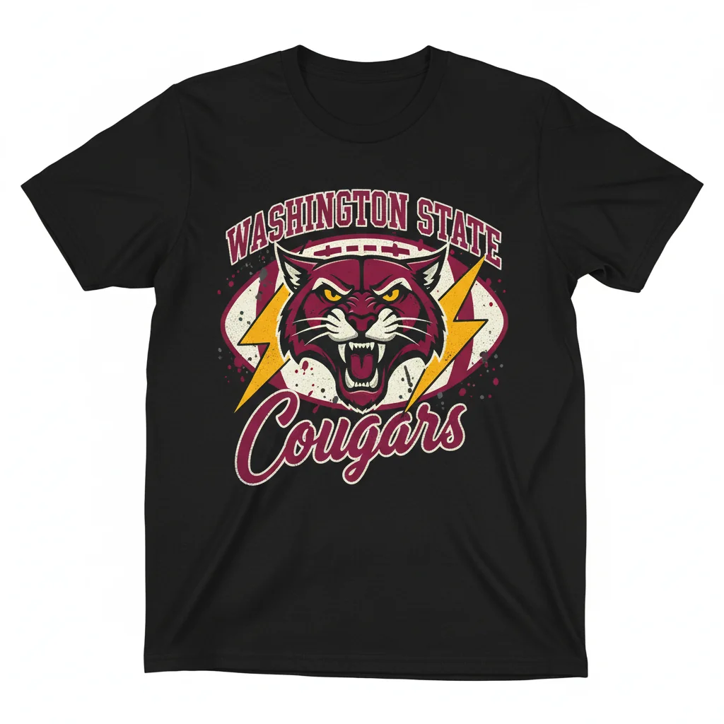 Washington State Cougars Retro Logo Football T-Shirt - Unisex