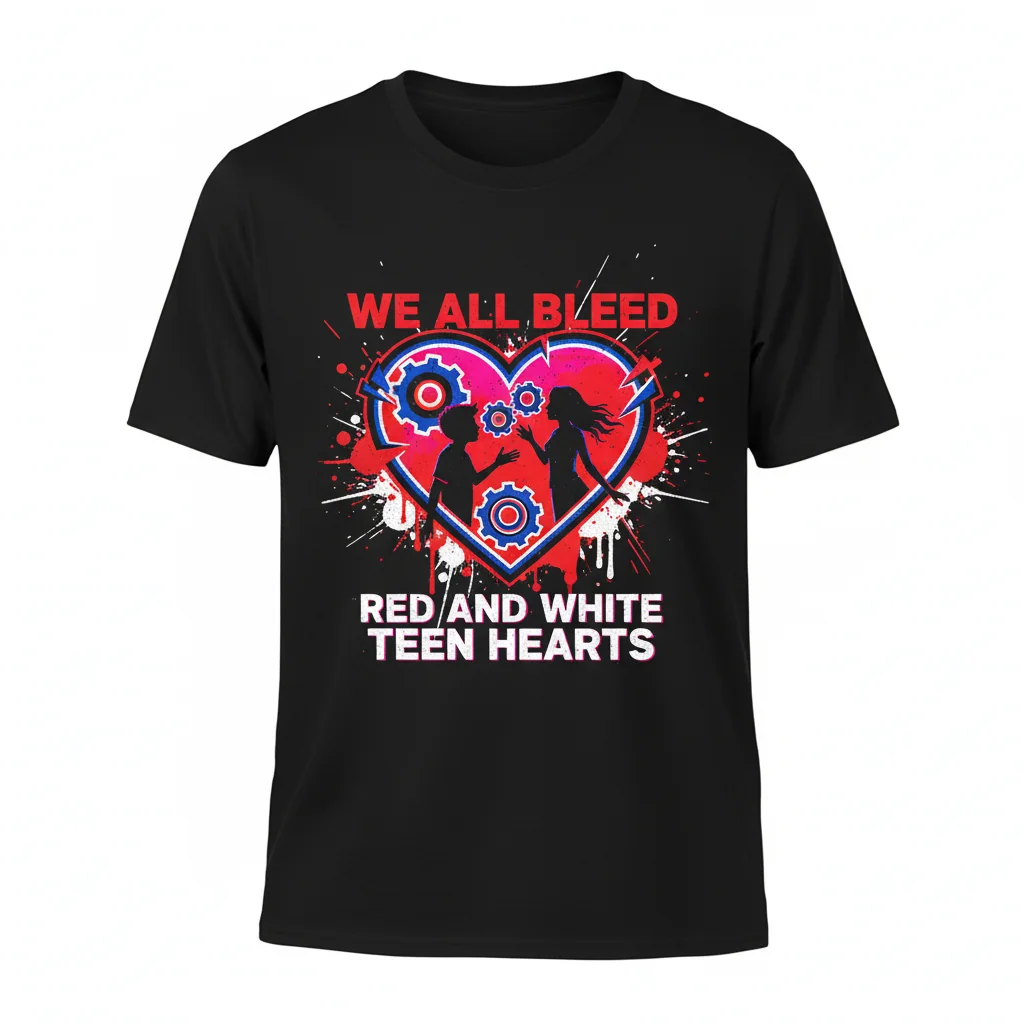 Red & White Teen Hearts Graphic Tee - Premium Cotton Comfort