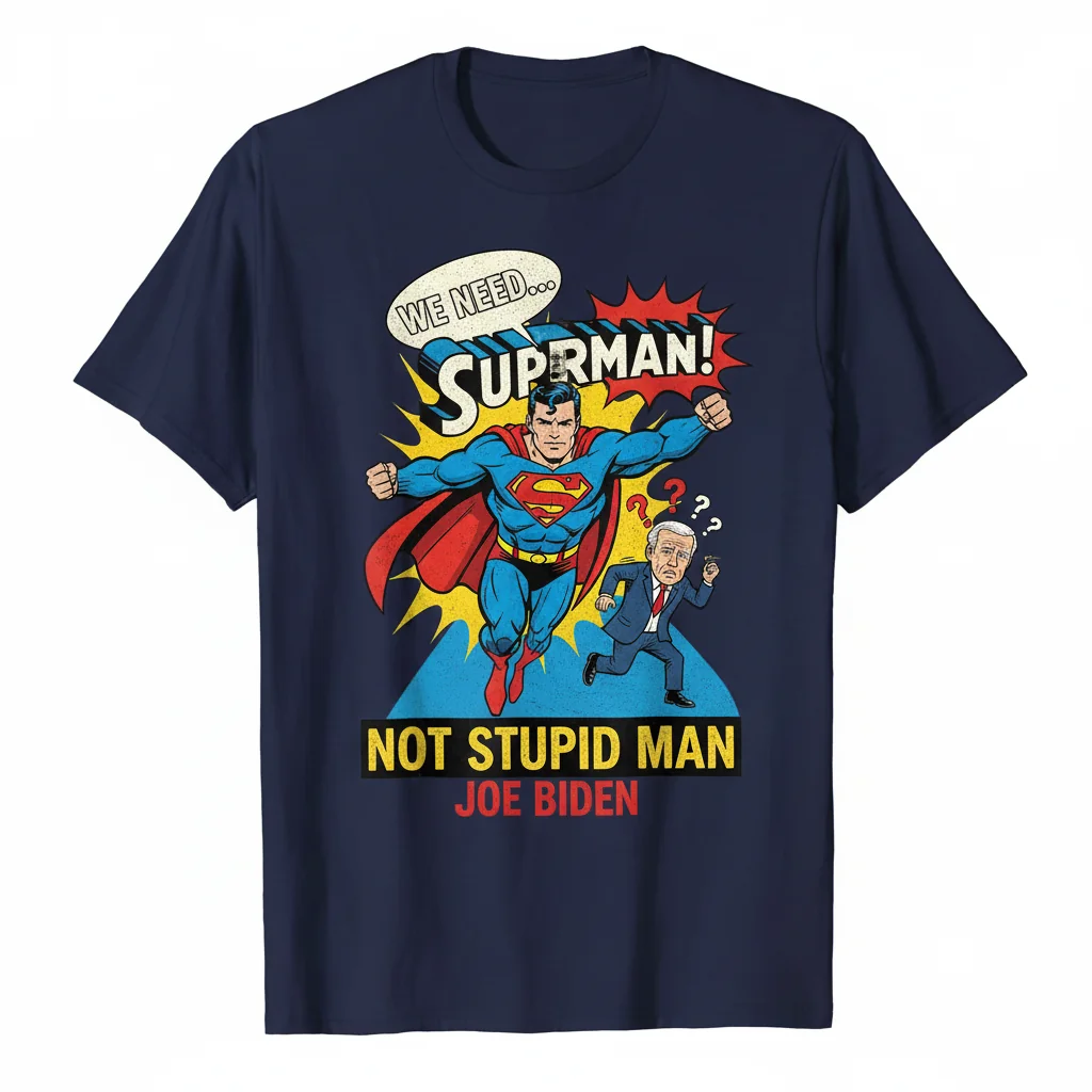 Superman Not Stupid Man Joe Biden Shirt – Political Humor Tee