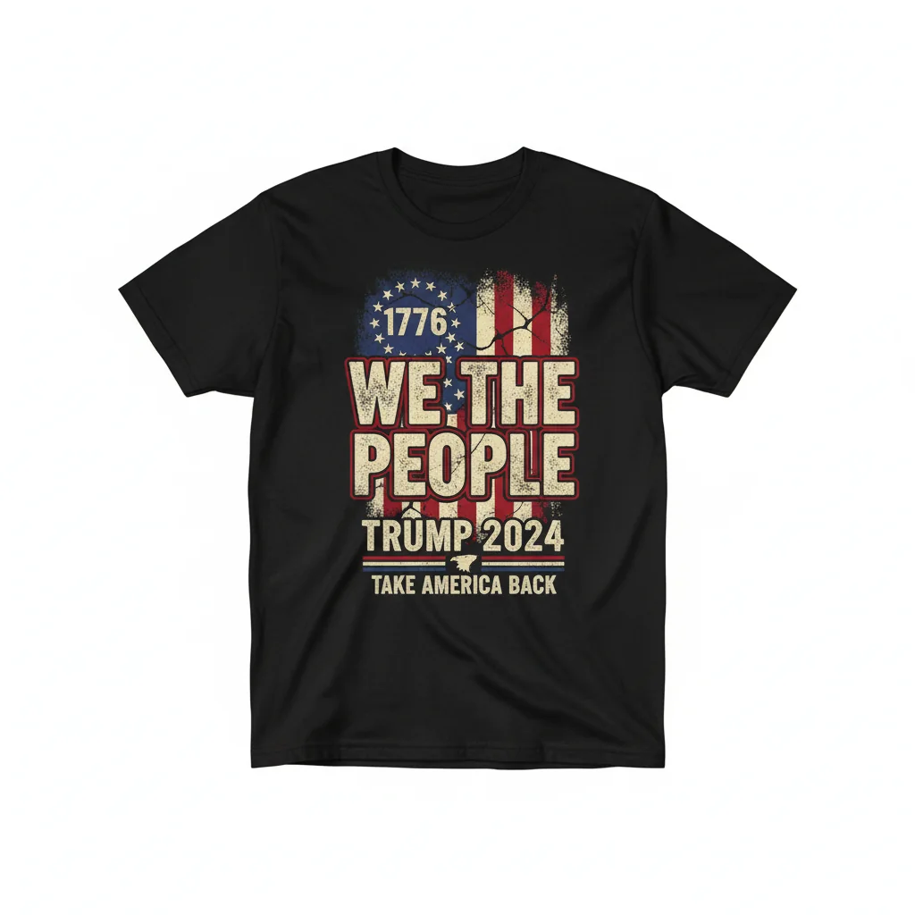 Patriotic Trump "We The People" USA Flag T-Shirt - Take America Back 2024