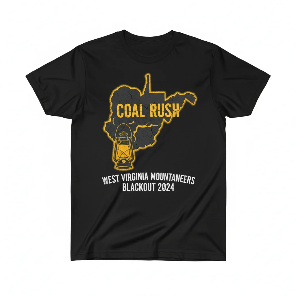 West Virginia Mountaineers Coal Rush Blackout 2024 Shirt - Official Team Apparel