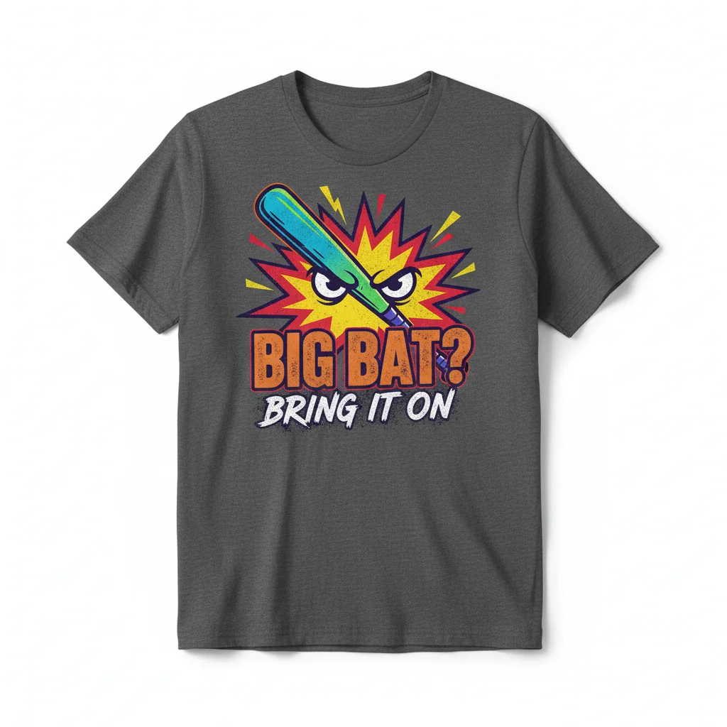 Durable & Vibrant 'Big Bat' Essential T-Shirt - Pre-Shrunk Comfort