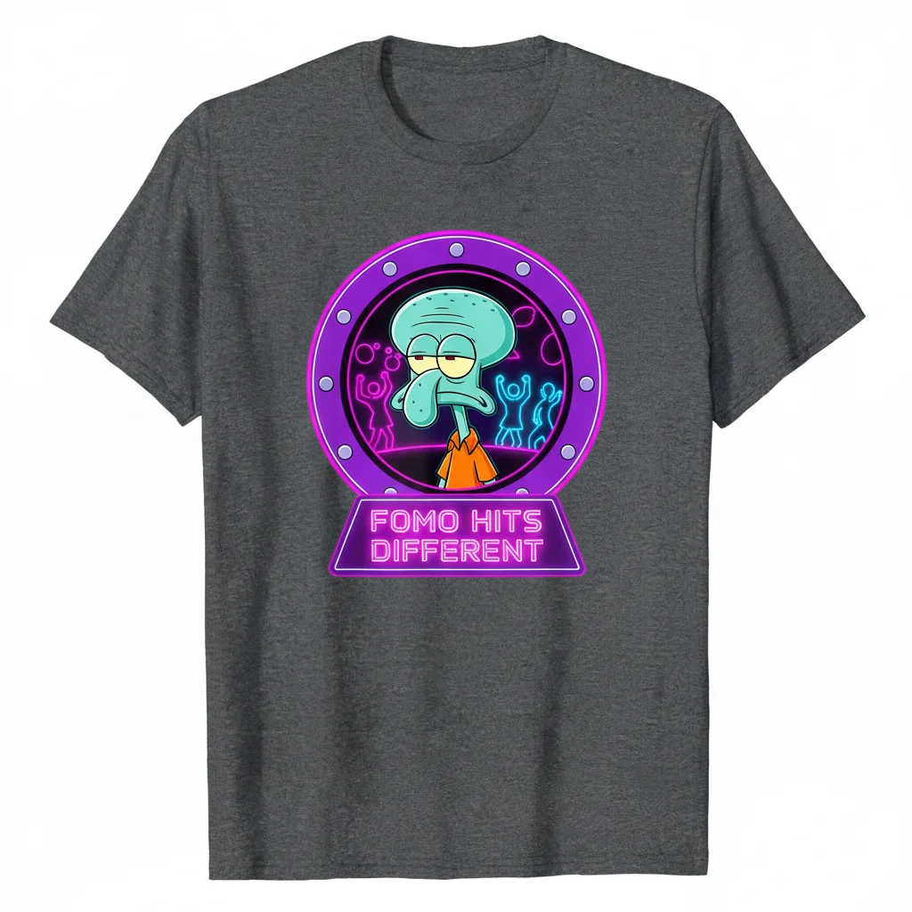 Squidward FOMO Hits Different T-Shirt | Funny SpongeBob Essential Cotton Tee