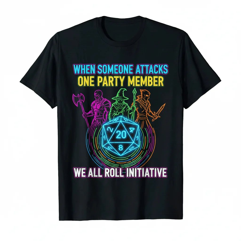 When Someone Attacks One Party Member We All Roll Initiative Shirt – D&D RPG Gaming Tee