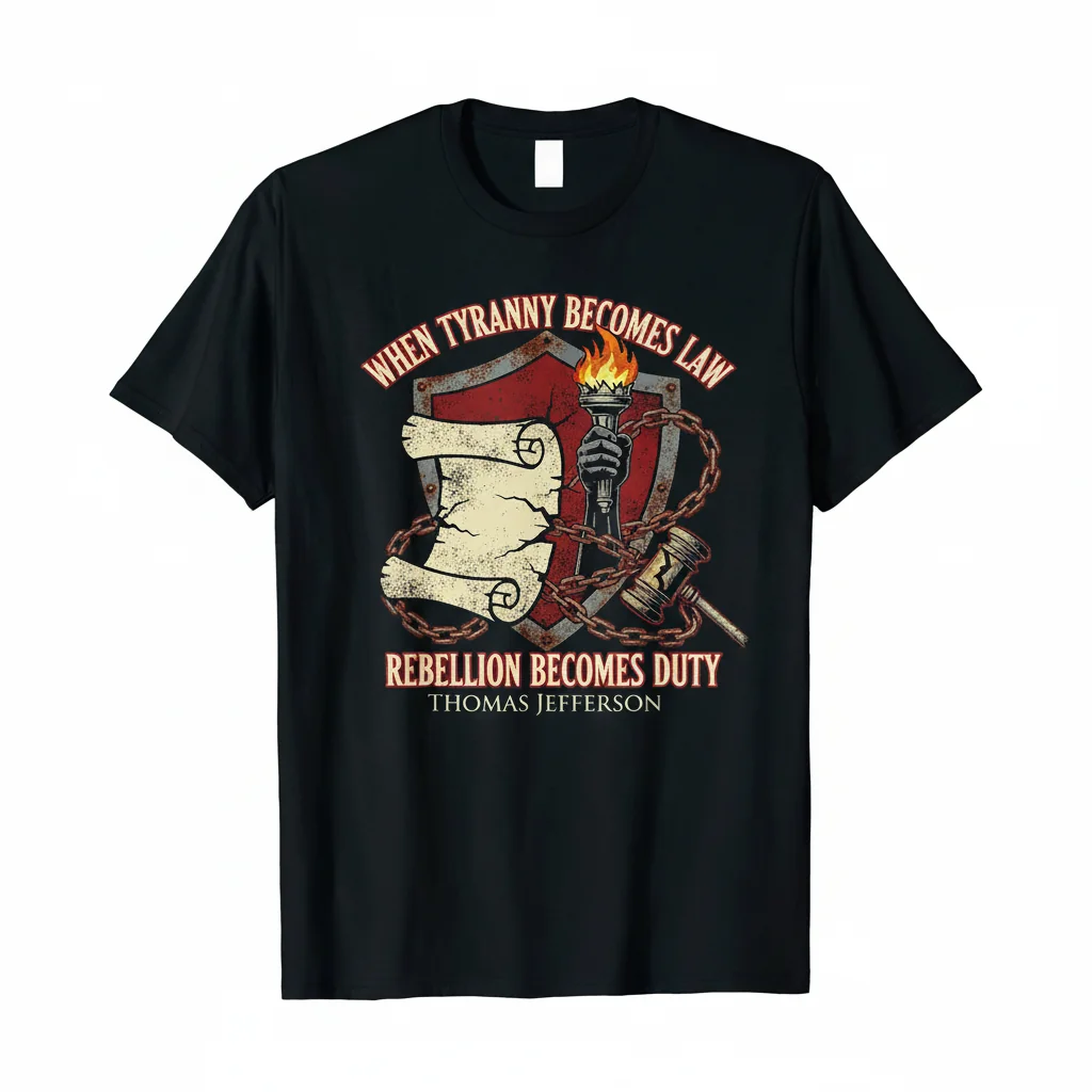 Thomas Jefferson 'Tyranny Becomes Law Rebellion Becomes Duty' Quote T-Shirt - Essential Cotton Tee
