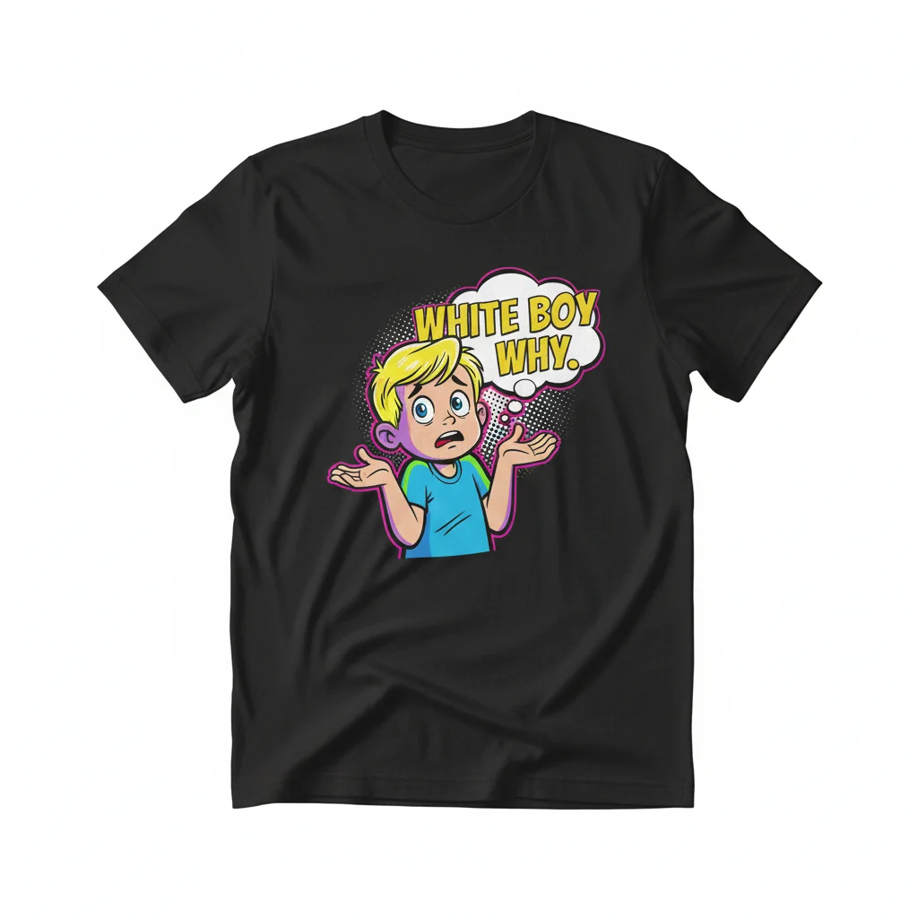 Divertido Camiseta Esencial 'white boy why' - Algodón Peinado, Ajuste Retail