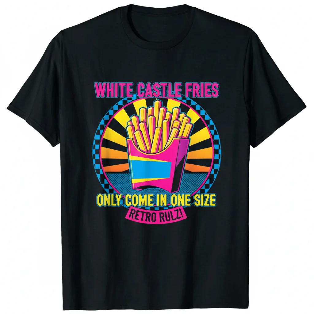 Camiseta Divertida Retro 80s White Castle Fries Talla Única - Algodón Premium