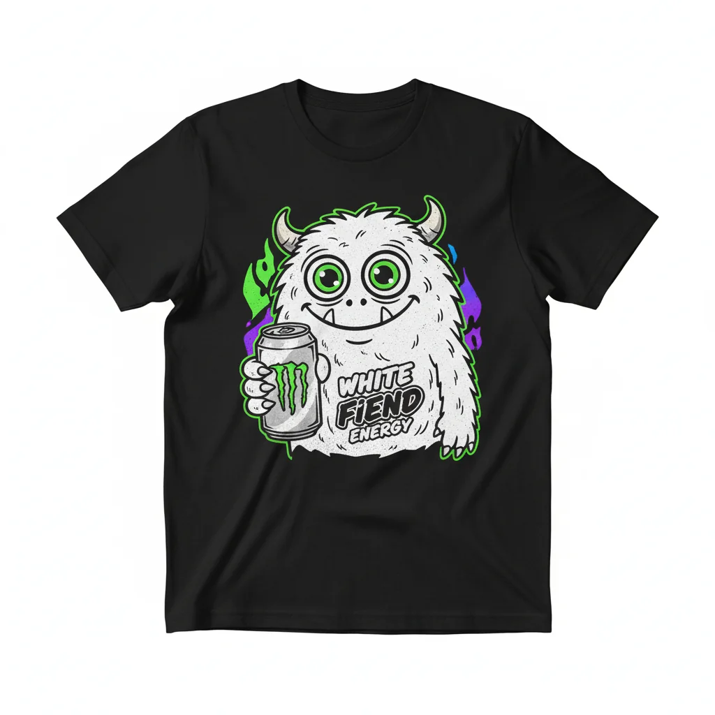 White Monster Energy Drink Tee - Funny & Durable Graphic Shirt