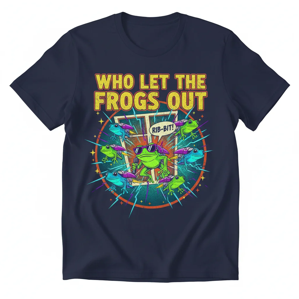 Who Let The Frogs Out T-Shirt | Durable, Pre-Shrunk & Ultra-Vibrant