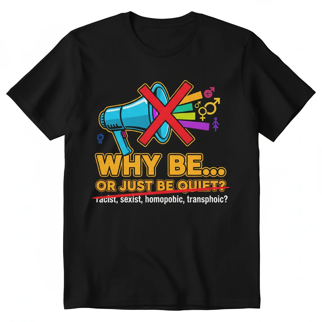 Be Quiet Shirt - Anti-Racist, Anti-Sexist, Anti-Homophobic, Anti-Transphobic Tee