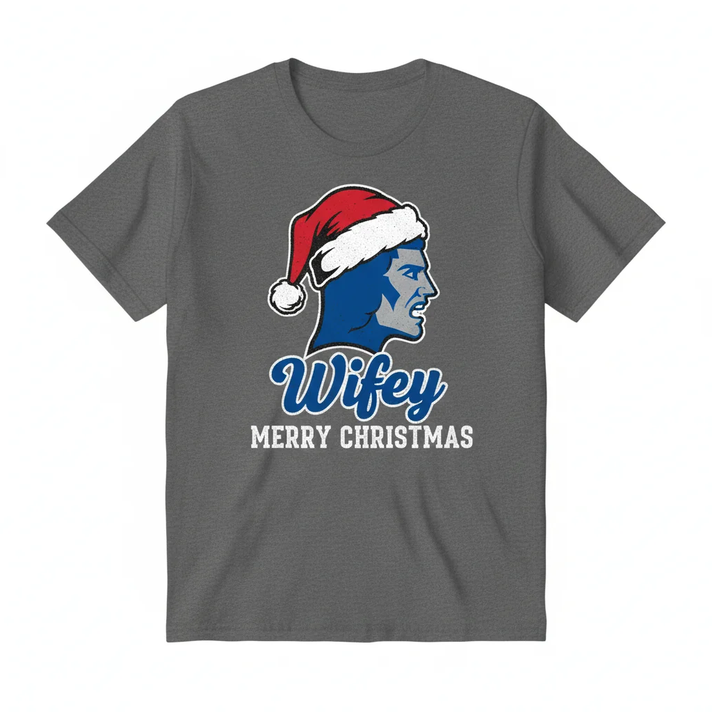 Duke Blue Devils Wifey Christmas T-Shirt | Santa Hat Holiday Fan Apparel