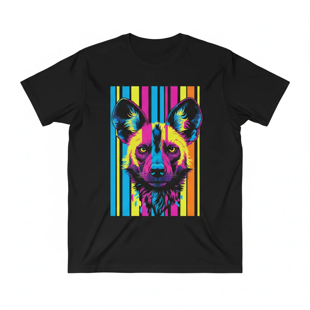 Wild Dog Anamorphic Illusion Pop Art T-Shirt – Fade-Resistant & Comfortable