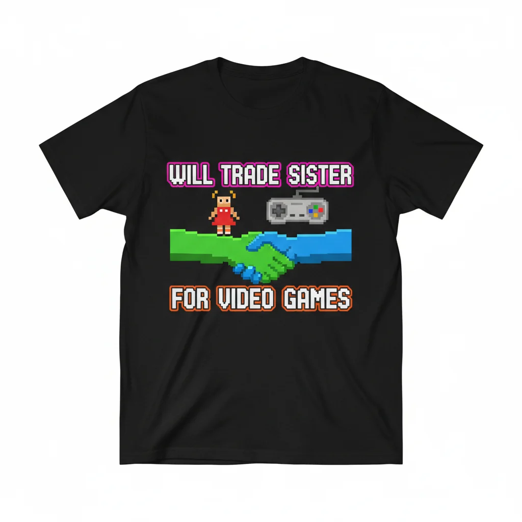Will Trade Sister For Video Games T-Shirt - Gamer Humor Tee