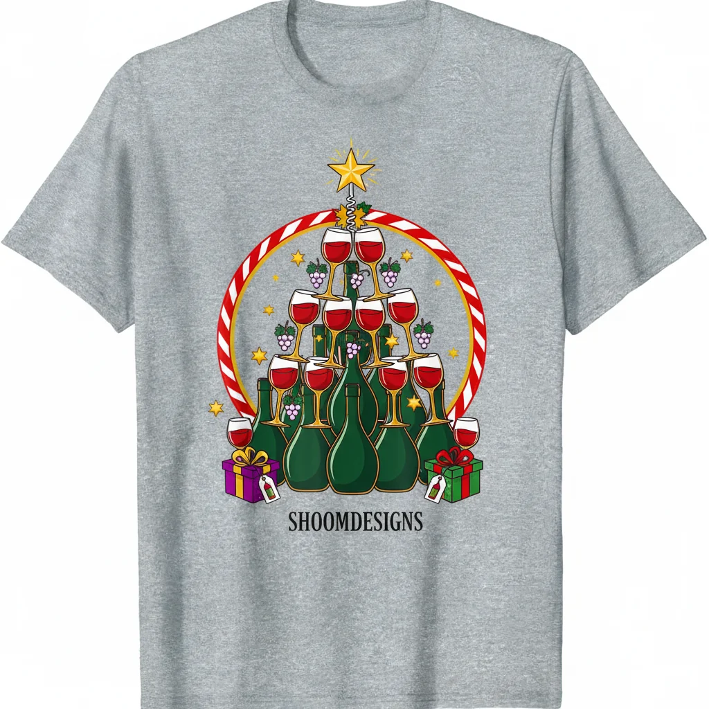 Wine Lovers' Christmas Tree: A Festive Spirit Essential T-Shirt