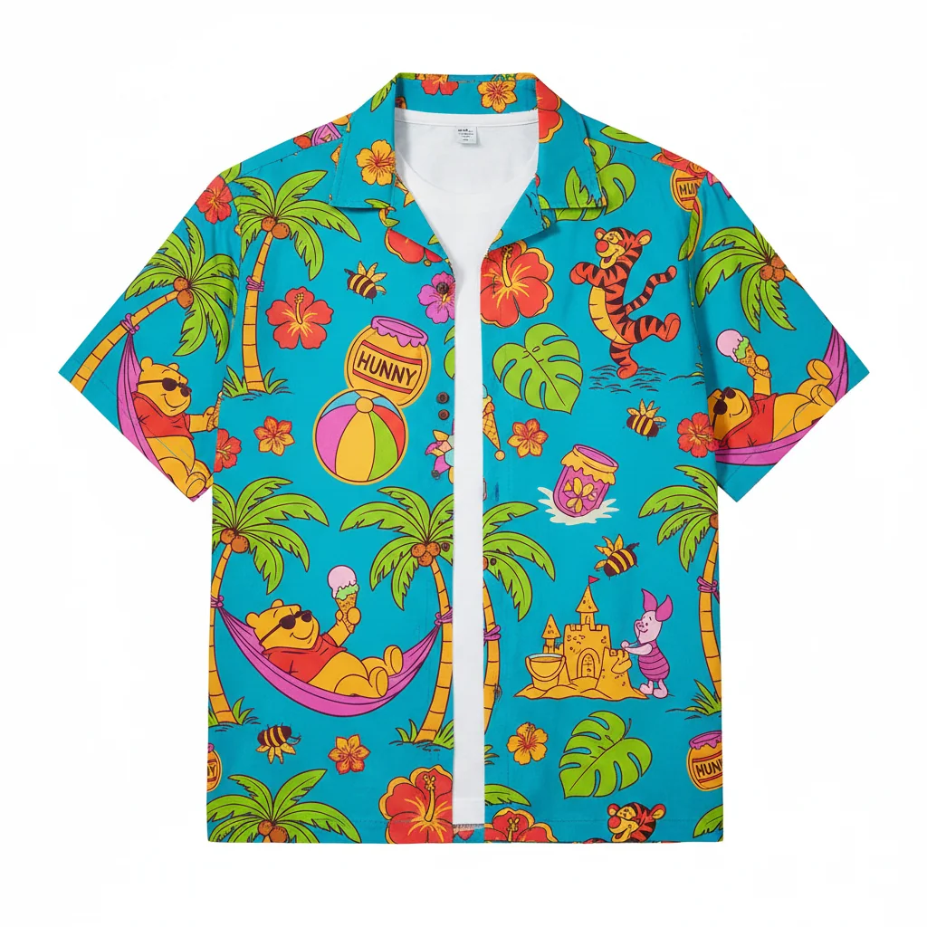 Winnie The Pooh's Summer Adventure: A Handcrafted Hawaiian Shirt