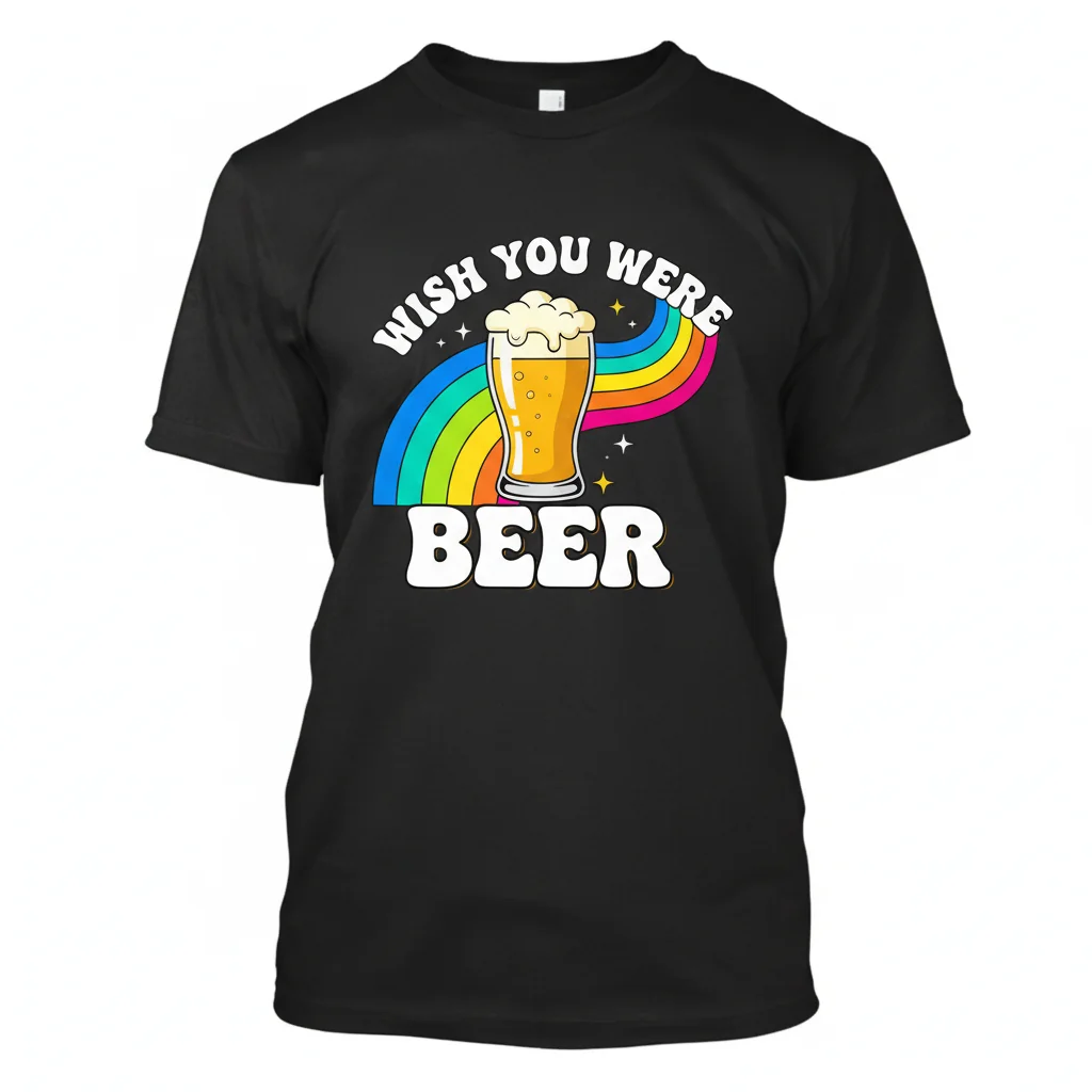 Wish You Were Beer: Rainbow Hues & Chill Vibes Tee
