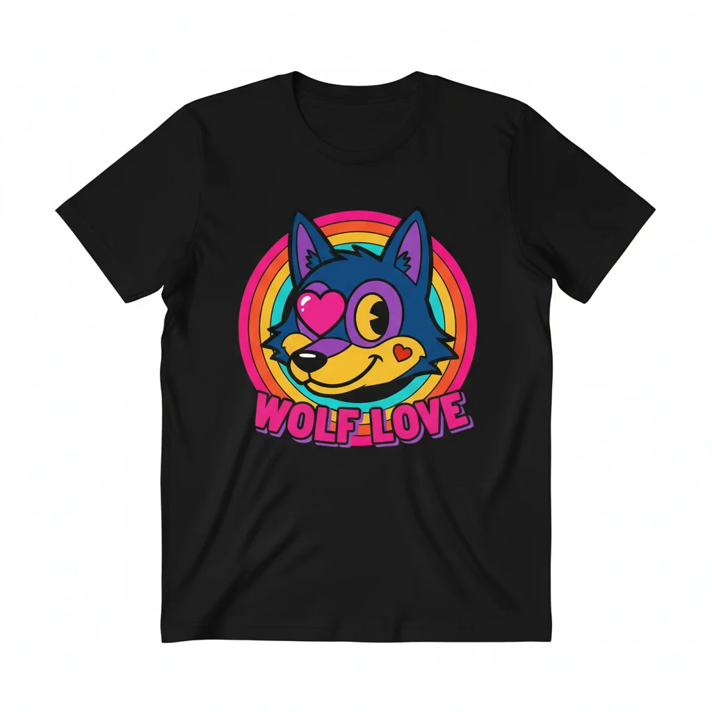 Wolf Love Retro Cartoon Heart Eye Unisex T-Shirt – Essential Comfort