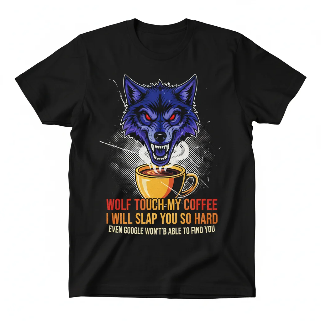 Wolf Coffee Lover Humor T-Shirt - Funny Slap Google Quote Tee