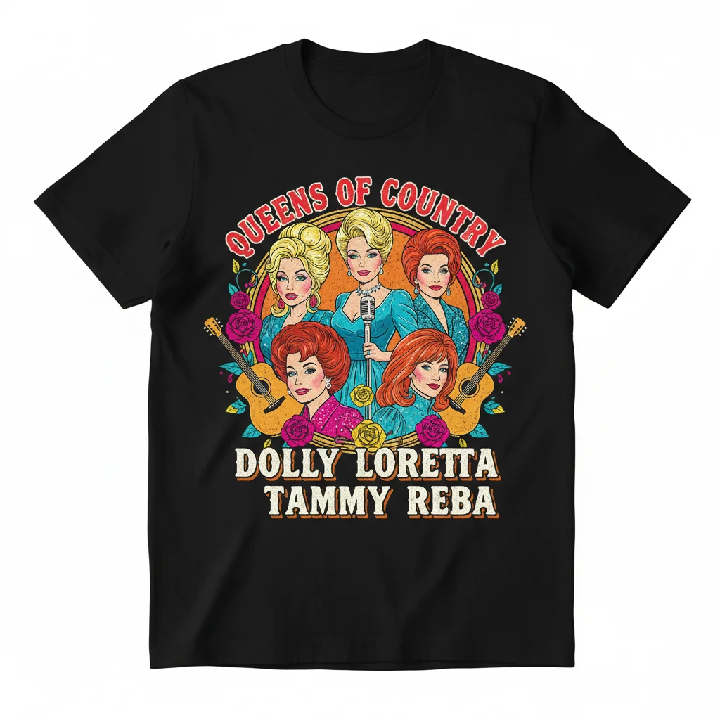 Country Queens: Dolly, Loretta, Patsy, Tammy, Reba Tribute T-Shirt