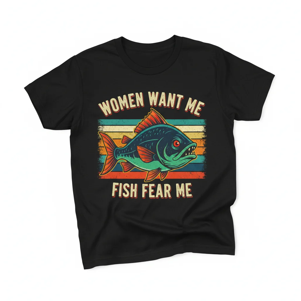 Women Want Me Fish Fear Me T-Shirt – Humorous Fishing & Dating Tee